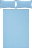 Erwin Müller Bettwäsche-Set Seersucker Uni Serie Rosenheim, Bettbezug, Kissenbezug - pflegeleicht, bügelfrei, mit Reißverschluss - blau Größe 200x200 cm (2x40x80 cm)
