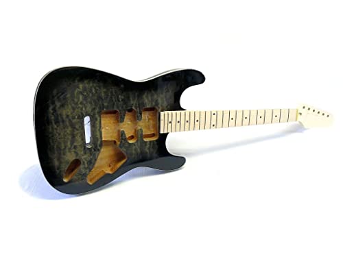 E-Gitarren-Bausatz/Guitar DIY Kit ML-Factory® MLS transparent Black Mahagoni/Ahorn ohne Hardware