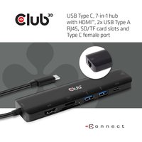 Club3D USB Type C 7-in-1 Hub - Docking Station - USB-C 3.2 - HDMI - GigE