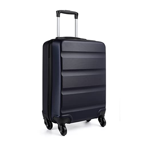 KONO Koffer-Trolley Handgepäck von ABS Reisekoffer Gepäck 4 Rollen 55 x 38 x 20 cm 33L (Dunkelblau)