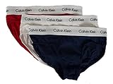 Calvin Klein Konfektion 3 Slips Mann Tripack Unterhose CK Artikel U2661G 3P HIP Brief, I03 White/Red Ginger/Pyro Blue, L