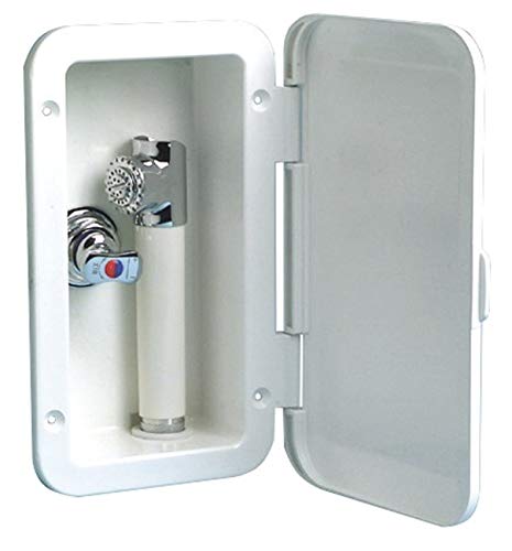 Osculati Dusch-Einbaukasten - 240mmx145mm - inkl. Mischbatterie für herausnehmbare Brausearmatur mit Druckschalter und 4m Schlauch