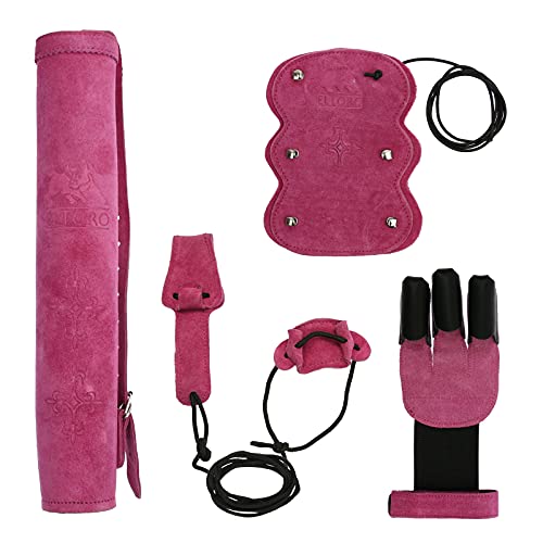 elToro [Special Set] Wild Colorz - Set - Schiesshandschuh, Armschutz, Köcher & Spannschnur; tolles Set, nützliches Zubehör zum Bogenschießen, viele Farben! (Pink, M)