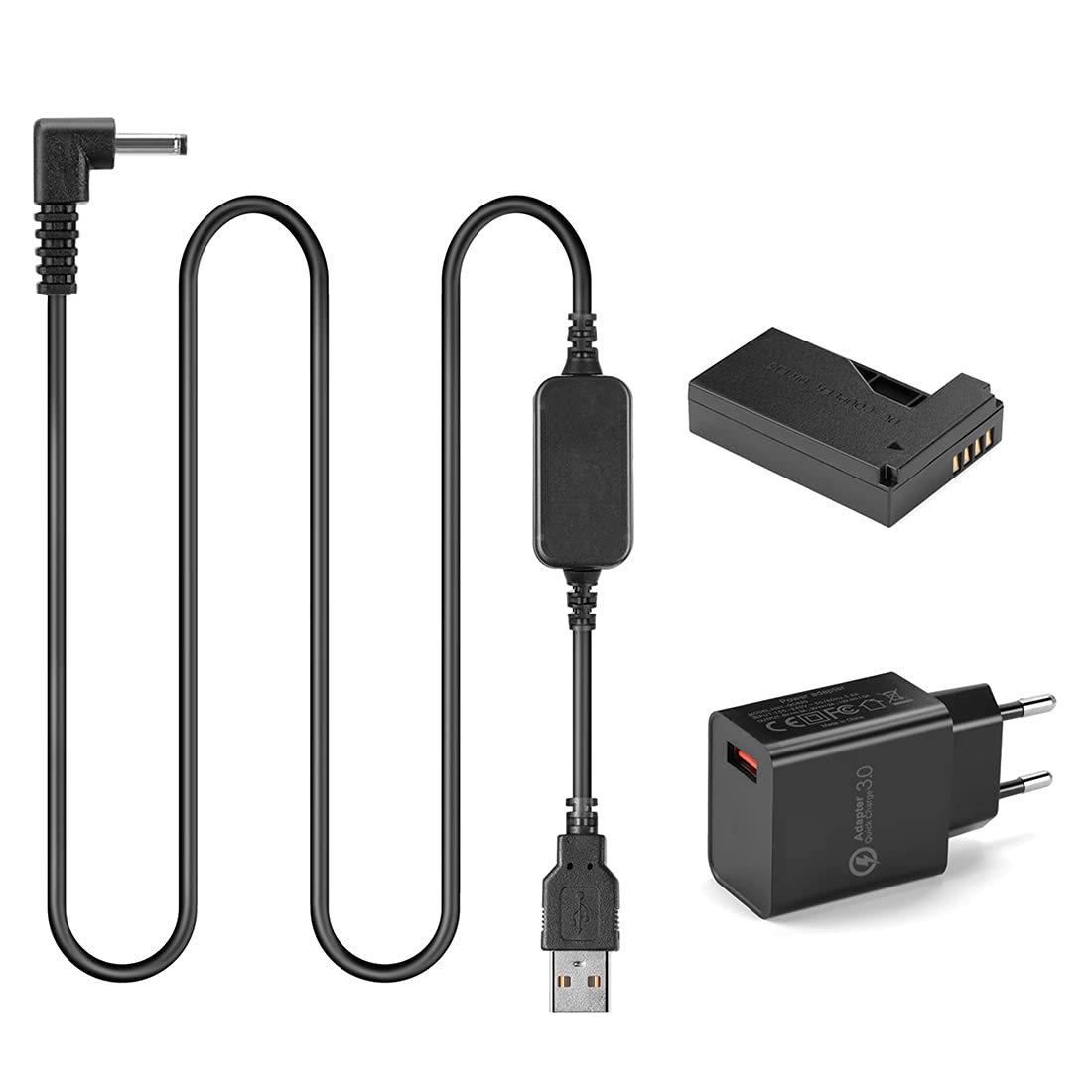5V-8.4V USB-Laufwerk Kabel ACK-E15 Mobiles Netzteil + DR-E15 Dummy Batterie DC-Koppler Grip + QC3.0 Adapter Kit für CanonEOS 100D kiss X7 Rebel SL1