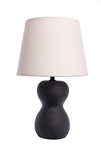 FISURA - Nachttischlampe. Moderne Tischlampe. Kleine Keramik-Tischlampe. Europäischer Stecker. Material: Keramik. Maße: 32 cm hoch. (Schwarz)