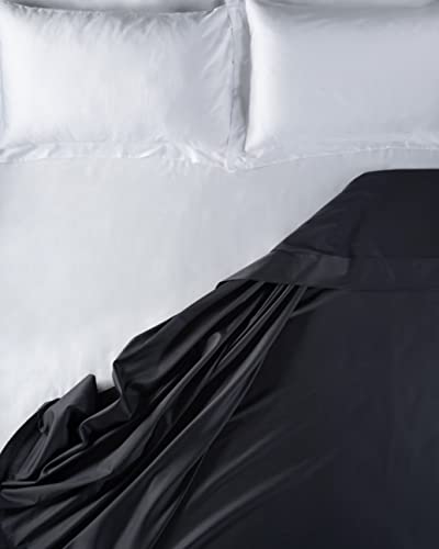 LENZUOLISSIMI - Queen-Bettlaken für Doppelbett, aus Baumwollsatin, Fadenzahl 300, Fadenzahl 240 x 290 cm,, Anthrazitgrau