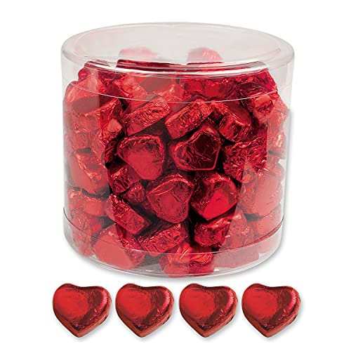 Günthart Backdecor Dose mit 150 Schokolade Herzen | ROT | Pralinen Herzen gefüllt mit Nougat Creme | 1er Pack (1 x 1.2 kg)