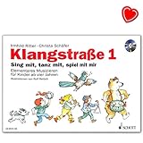 Klangstraße 1 - Kinderheft mit CD, mit Elterninformationen, Anwesenheitsheft und Arbeitsblättern - Notenbuch mit bunter herzförmiger Notenklammer - ED8531-50 9783795709273
