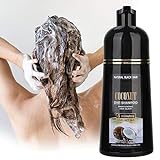 Schwarzes Haar Shampoo, 500ml Kokosnuss Ingwer Shampoo Schnelles Schwarzes Haar Haarfärbemittel Färbendes Shampoo