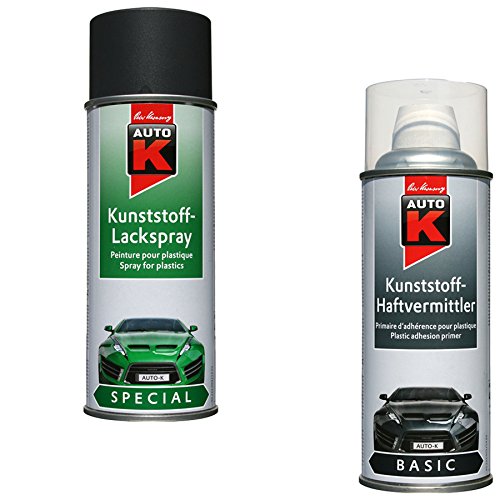KWASNY_bundle LACKIERSET Kunststoff-LACKSPRAY ANTHRAZIT + Kunststoff-HAFTVERMITTLER JE 400 ML