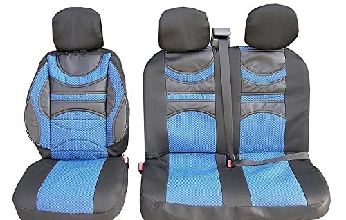 2+1 Blau Premium Gepolsterte Sitzbezüge Schonbezüge Stoff Polyester neu Hochwertig