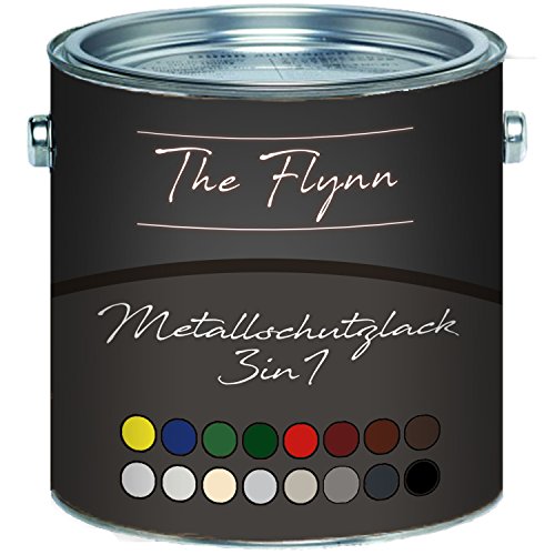 The Flynn Metallschutzfarbe 3 in 1 hochwertiger 3-in-1 Metallschutzlack Lack für Metall Eisen Aluminium Zink Stahl Rostschutz Grundierung Deckanstrich (1 L, Rotbraun (RAL 8012))