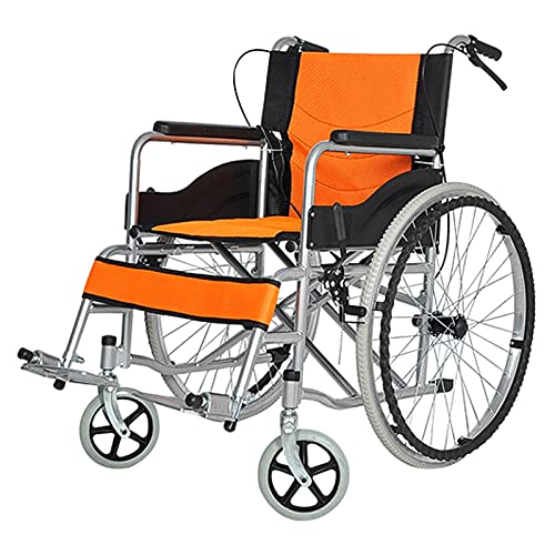 OMTONGXIN Rollstuhl Faltender Transportstuhl mit Fußstützen Faltbar Rollstuhl Aluminium 17,3 Zoll Sitzradstuhl für Transport und Lagerung, 200 PFUND Gewichtskapazität Haltbarer Leichter Rollstuhl