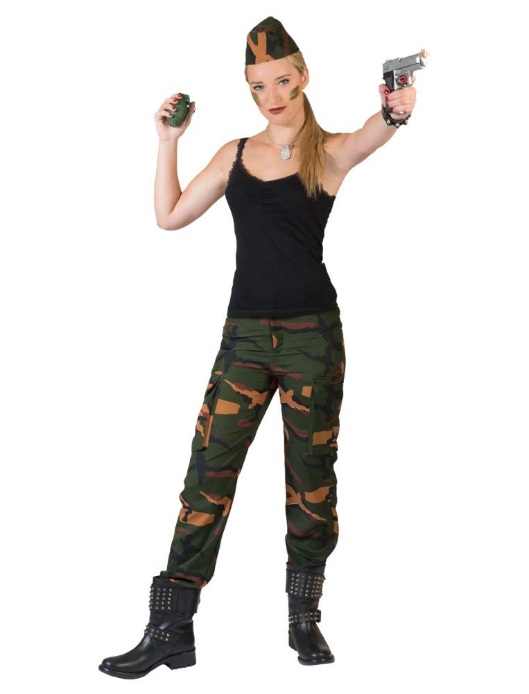 Kostüm Hose Military Damen Größe 44/46 Hose Soldatin Militär Camouflage Tarnfarben Karneval Fasching Pierro's