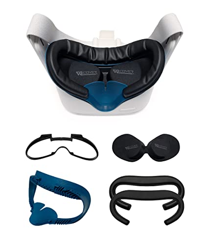 VR Cover Fitness Facial Interface and Foam with XL Spacer Set for Meta / Oculus Quest 2 (Dark Blue & Black + XL Spacer)