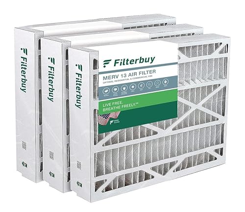 Filterbuy Luftfilter MERV 13 Optimale Verteidigung (3er-Pack), plissierter HVAC-Ofen, Luftfilter, Ersatz für Trane, perfekte Passform (tatsächliche Größe: 50,8 x 59,9 x 12,9 cm)