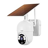Solar Überwachungskamera Aussen Akku 14400mAh, 2MP PTZ WiFi Dome WLAN Kamera mit Solarpanel,PIR und Radar Erkennung, Farb-Nachtsicht, 2-Wege-Audio 20M Nachtsicht, SD-Kartenslot