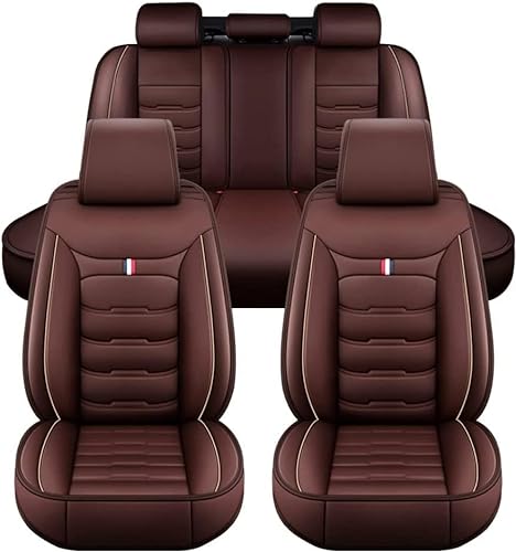 MAUWEY Auto Sitzbezüge Leder für Hyundai Grand Santa Fe 2013-2017,Pu Leder Vorne Und Hinten Wasserdicht Autositz Sitzauflagen Innenraum Tuning Zubehör,F/Coffee-Standard