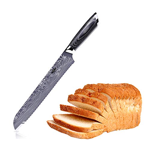 Kitchen Emperor Brotmesser, Profi 22.8CM Sägemesser, Prämie Rostfreier Stahl Küchenmesser mit pakakaholzgriff