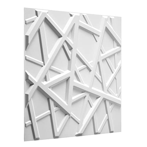 WALPLUS Olivia Umweltfreundliche 3D-Wandpaneele dekorative Fliesen 50 x 50 cm – 12 Bretter (für 32.3 ft²) Weiß 3d wandpaneele, tapeten wohnzimmer, wandpaneele, wandpaneele selbstklebend, 3d tapete