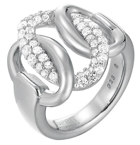 Esprit Collection Damen-Ring 925 Sterling Silber rhodiniert Kristall Zirkonia Cleodora weiß