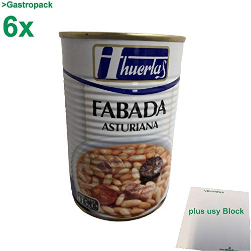 huertas Fabada Asturiana (Bohneneintopf Asturiana Art) Gastropack (6x415g Konserve) + usy Block