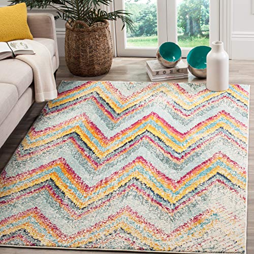 Safavieh Gewaschener Teppich zeitgenössisches Muster, MNC220, Gewebter Polypropylen, Mehrfarbig, 120 x 180 cm