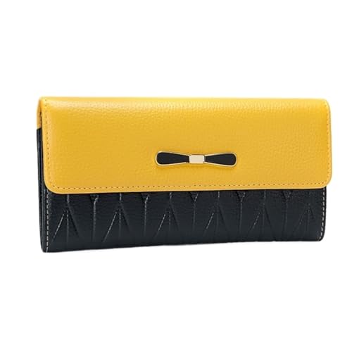 DXFBHWWS Damen-Geldklammern aus Rindsleder, Geldbörsen, Handtaschen, echtes Leder, Geldbörsen, Kartenetuis (Color : Yellow)