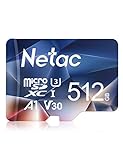 Netac Micro SD Karte 512 GB 100 MB/S UHS-1 SDXC Exfat für Fire Tablet und Smartphone (1 card )