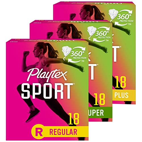 Playtex Sport Tampons mit Flex-Fit Technologie, gemischte Packung mit Regular, Super, Super+, geruchlos, 54 ct - 3 Stück