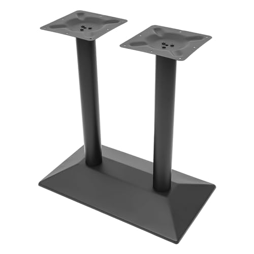 Salmeee Tischbeine mit Doppelt Säulen Stahl Untergestell, Rechteckig Bodenplatte Bistrotisch Tischgestell Schwarz für DIY Küchen-Arbeitsplatten Bistrotisch 72cm Höhe