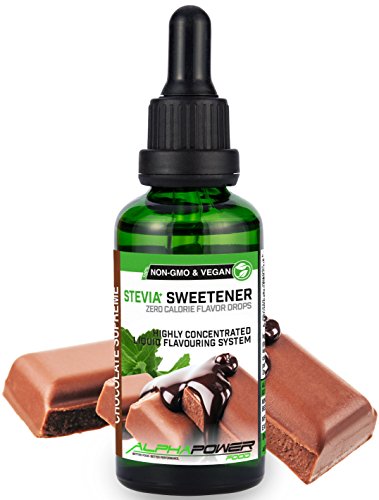 ALPHAPOWER FOOD | Stevia Flavour Drops SET, VANILLE SCHOKO KOKOS ERDBEERE BANANE | 100% natürliches liquid Aroma + Zuckerersatz für Wasser, Müsli, Süßspeisen, Smoothies