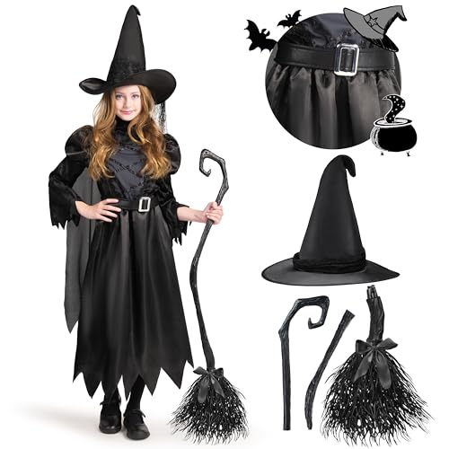 Spooktacular Creations Hexenkostüm für Kinder, Mädchen, schwarz, einfache Version für Kinder, Halloween (Small (57 Jahre))