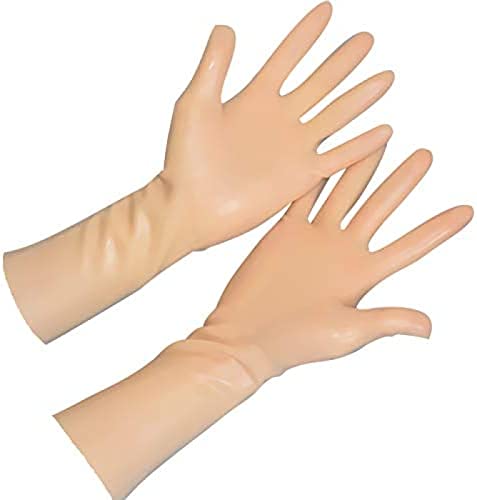 Rubber Short Latex Mixed Toes Wrist Gloves,Fleisch,L-Handgelenk Ca. 18 Cm