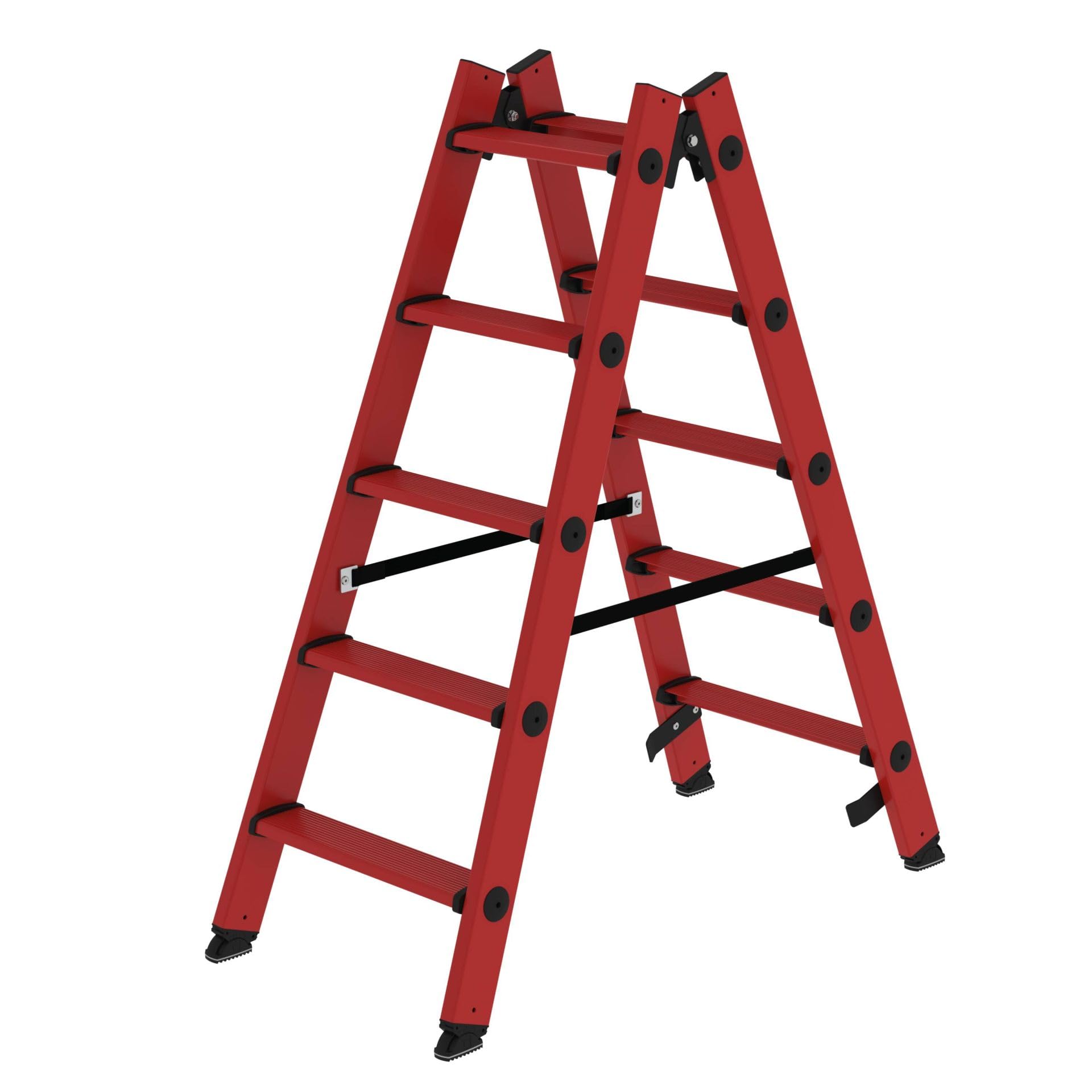 PROREGAL Stufen-Stehleiter | beidseitig begehbar | GFK 2x5 Stufen | Leiter, Teleskopleiter, Trittleiter, Bockleiter, Sprossen-Doppelleiter