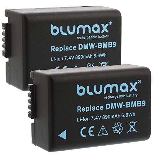 2X Blumax Akku ersetzt DMW-BMB9 / DMW-BMB9E 890mAh kompatibel mit Panasonic Lumix DMC-FZ40-FZ45-FZ47-FZ48-FZ60-FZ62-FZ70-FZ72-FZ100-FZ150
