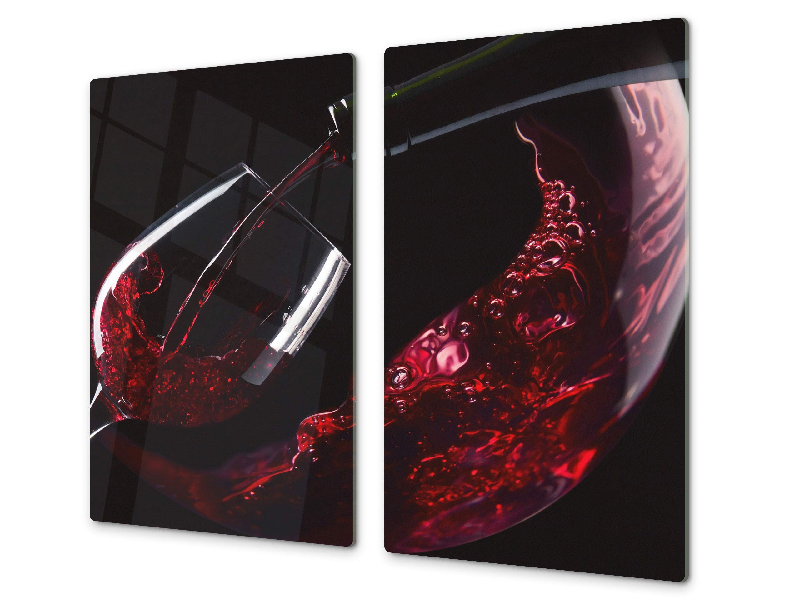 Mehrfunktional Hartglas Gehärtetes - Abdeckplatte für Induktionskochfeld - Schneideplatten SINGLE mit 60 x 52 cm und DOUBLE - zwei Bretter mit 30 x 52 cm D04 Drinks Series: Wine 14