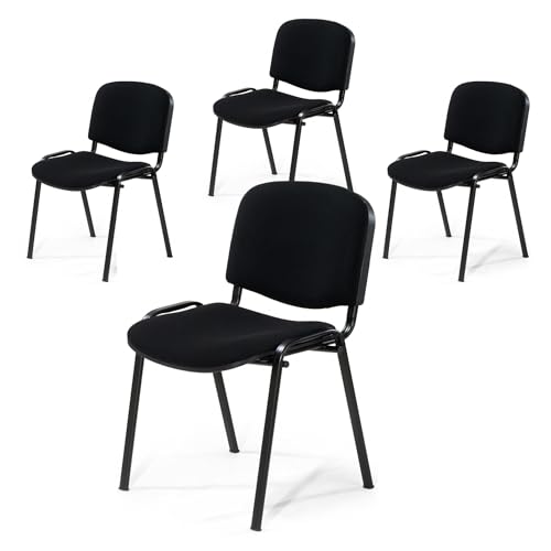Topsit Büro & More 4er Set Besucherstuhl ISO, Bequemer Konferenzstuhl, stapelbar, mit gepolsterter Sitzfläche und Rückenlehne (Schwarz)