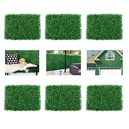 Hidyliu 6 Stück DIY-Kunstrasen, Sichtschutz Künstliches Efeu-Gitter, Kunstpflanze Gras Hintergrund, Künstliche Hecke, Plastik Pflanze Rasen, für Garten Zaun Hinterhof Grünery Wand(40 x 60 x 4 cm)