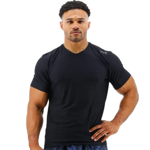 TYR Herren Airtec Kurzarm Athletic Performance Workout T-Shirt, Schwarz, Large