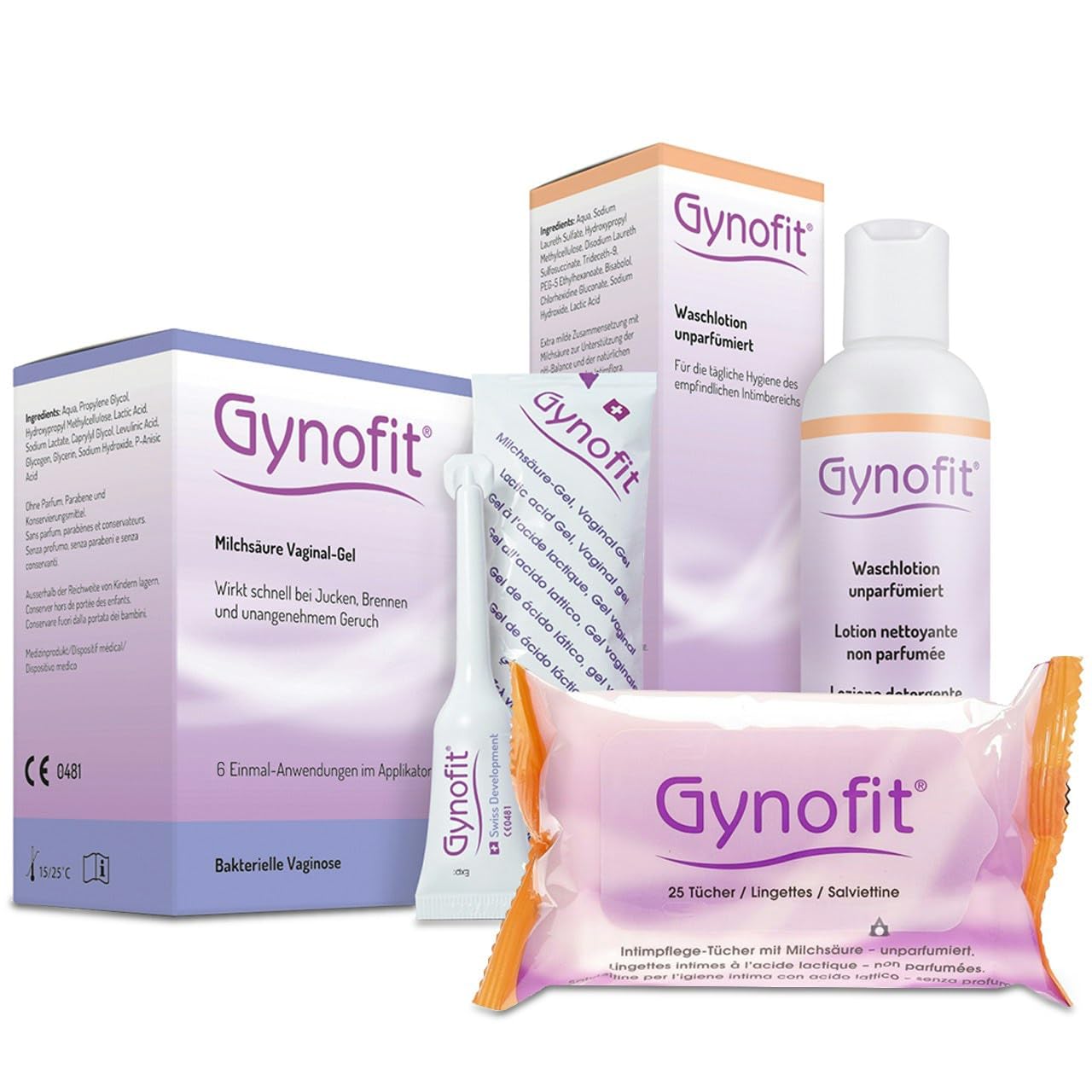 Gynofit Intimpflege Sparset (6x5ml/25 Stk./200ml) - Das komplettset für perfekte Intimhygeiene mit attraktivem Preisvorteil