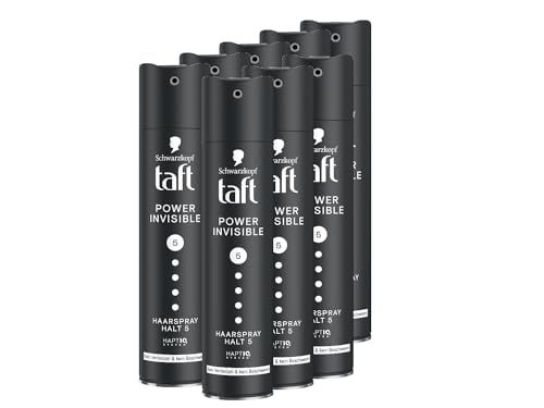 Schwarzkopf Taft Haarspray Power Invisible (8x 250 ml), Haltegrad 5 Haarstyling, Haarspray für alle Haartypen, Nicht klebend und ohne zu beschweren, Vegane Formel*