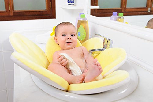 WonderWaldLight Badeblume - Baden Sie ihr Kind im Waschbecken - 100% Baby Badespaß, Gepolsterte Liegefläche, Kuschelig & Weich - Gelb