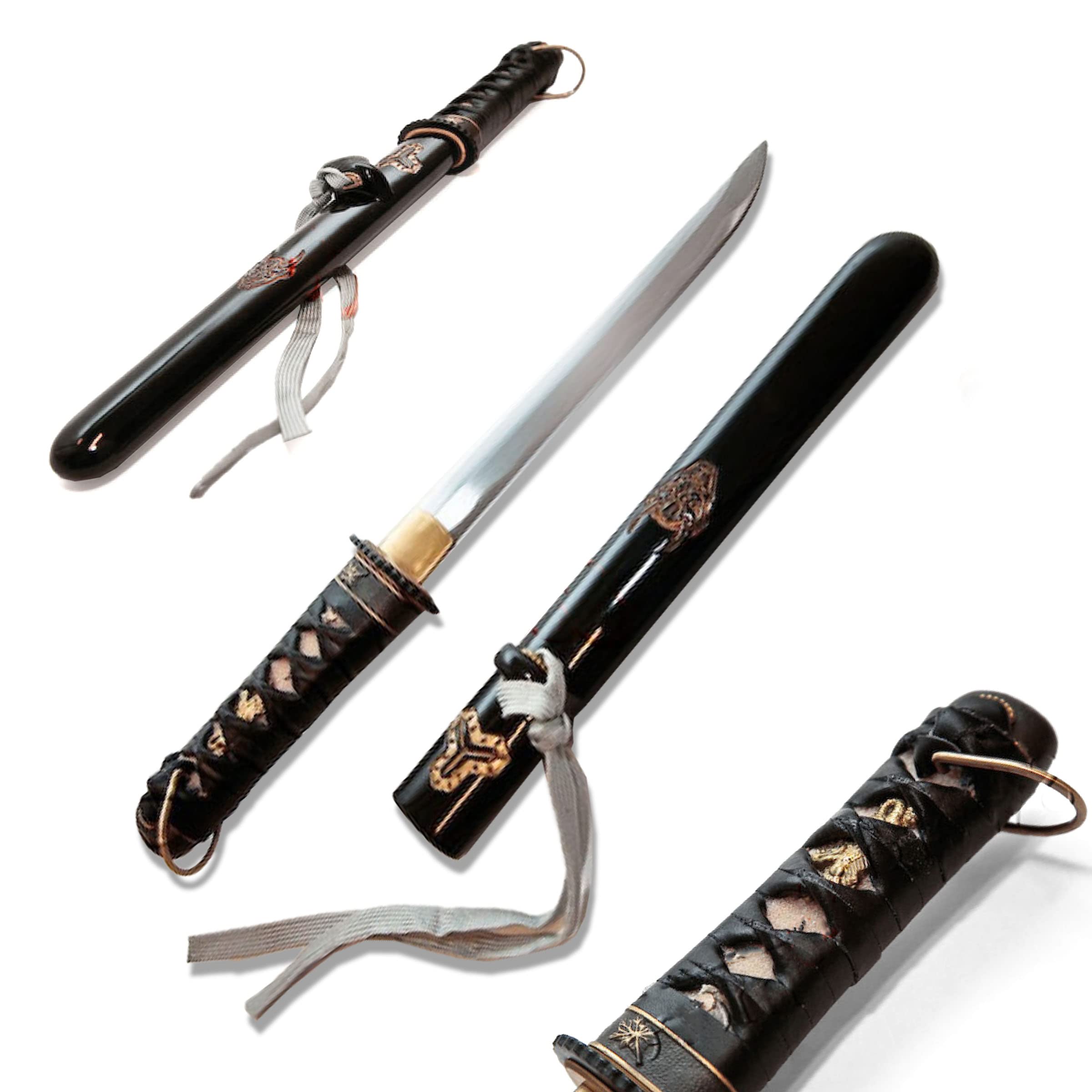 Swords and more Töte Bill Hattori Hanzo Bills Tanto - handgeschmiedet, Tanto aus 1045 Carbon Stahl, Set mit Scheide, Samurai Schwert für das Schwerttraining & Sammlungen
