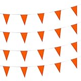 AuTop Solide Wimpel Banner Flaggen Schnur Dreieck Wimpelkette Flaggen, Dekorationen für Grand Eröffnung, Geburtstagsparty, Festival, Feier, 30 m (orange)