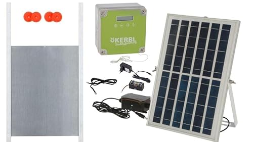 Cajou Automatische Solar-betriebene Hühnertür, Hühnerklappe mit Lichtsensor und Zeitsteuerung (mit Schieber 30 x 40 cm)