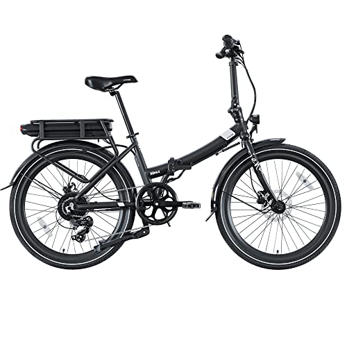 LEGEND EBIKES Siena, E Bike Elektrofahrrad Herren und Damen, Fahrrad Auswechselbare Batterie 36V 13Ah, 25km/h, Elektrofahrräder 250W, E-Bike Klapprad 7 Gänge, Räder 24", Smartbike Schwarz