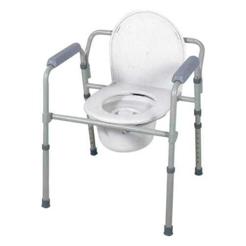PBPharma – Bequemer Toilettenstuhl mit tragbarer Klappfunktion – 3-in-1-Stuhl mit bequemem Hocker, verstellbar, Dusche, Badezimmer, Toilettensitzerhöhung, für ältere Menschen mit Behinderungen