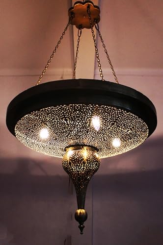Marokkanische orientalische Orient arabische grosse Messing Lampe Hängeleuchte Leuchte Deckenlampe Messinglampe Azim - XXL 81cm