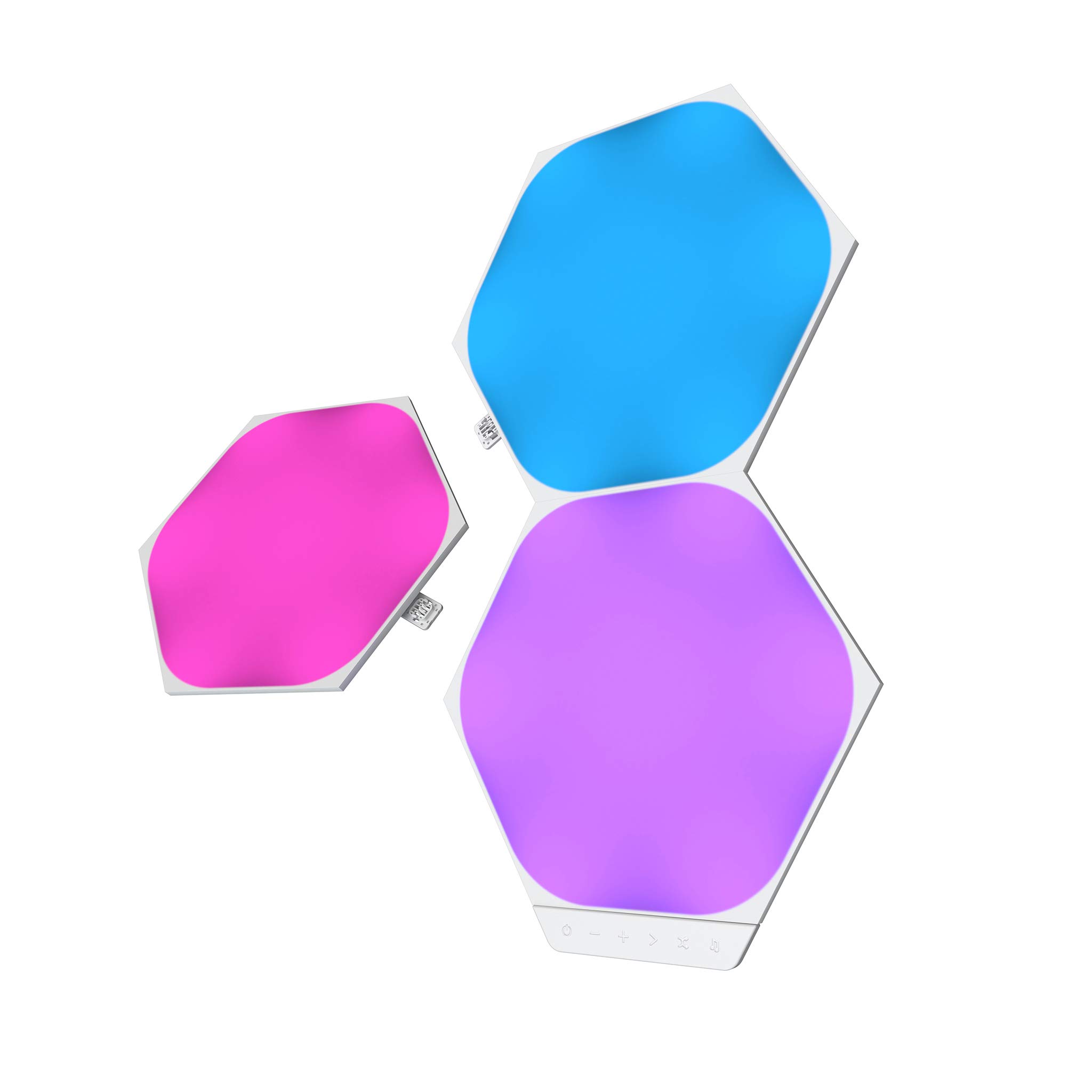 Nanoleaf Shapes Hexagon Erweiterungspack, 3 zusätzliche LED Panels - Smarte Modulare RGBW WLAN 16 Mio. Farben Wandleuchte Innen, Musik & Bildschirm Sync, Funktioniert mit Alexa, Deko & Gaming